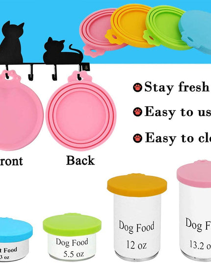 Food Can Lids, 4 Pcs Silicone Pet Food Can Covers for Dog & Cat Food, One Can Cap Fit Most Standard Size Dog Cat Food Canned（Multicolor）…