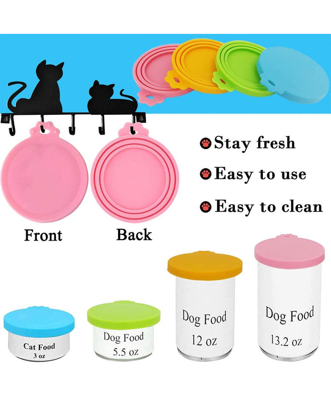 Food Can Lids, 4 Pcs Silicone Pet Food Can Covers for Dog & Cat Food, One Can Cap Fit Most Standard Size Dog Cat Food Canned(Multicolor)…