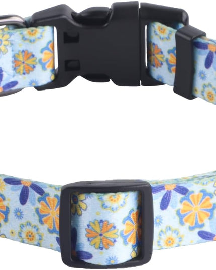 Adjustable Soft Dog Collar: Print Flower Pink Multicolor Cute Patterns for XS Small Medium Large Pet Girl Boy Puppy Walking Running Training