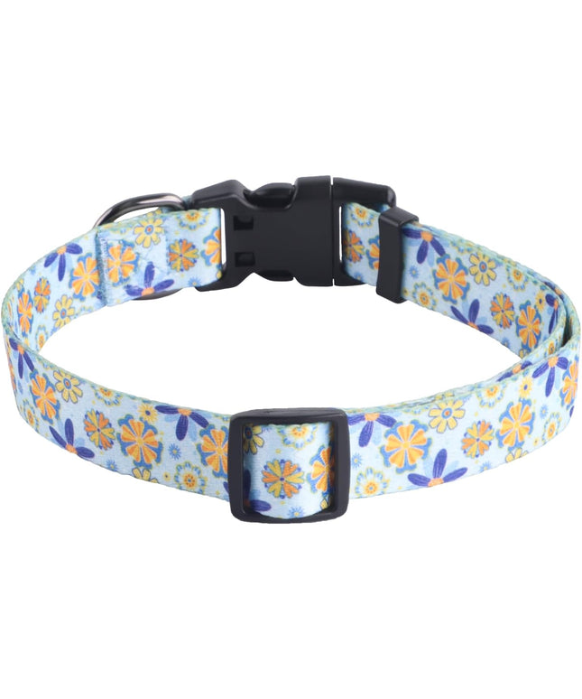 Adjustable Soft Dog Collar: Print Flower Pink Multicolor Cute Patterns for XS Small Medium Large Pet Girl Boy Puppy Walking Running Training